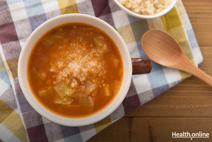 Spring vegetable quinoa minestrone