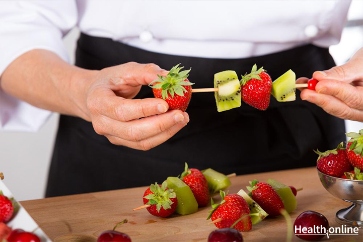 Rainbow fruit skewers